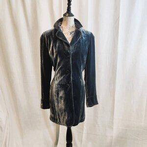 Elegant velvet tunic/jacket by Coldwater Creek. Grey/green/teal. Size 16.